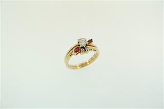 Ruby Lady's Stone & Diamond Ring 5 Diamonds .33 Carat T.W. 14K Yellow Gold 4.4g